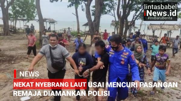 Vidio Sepasang Remaja Nekat Nyebur ke Laut Dikejar Warga Karena Mencuri