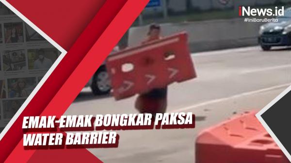 Viral Emak-Emak Bongkar Paksa Water Barrier di Gerbang Tol Soroja Bandung