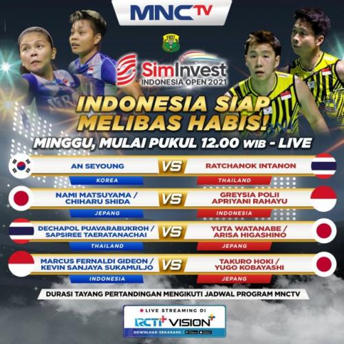 Live di MNCTV, Marcus/Kevin dan Greysia Polii/Apriyani Rahayu di Final Indonesia Open 2021
