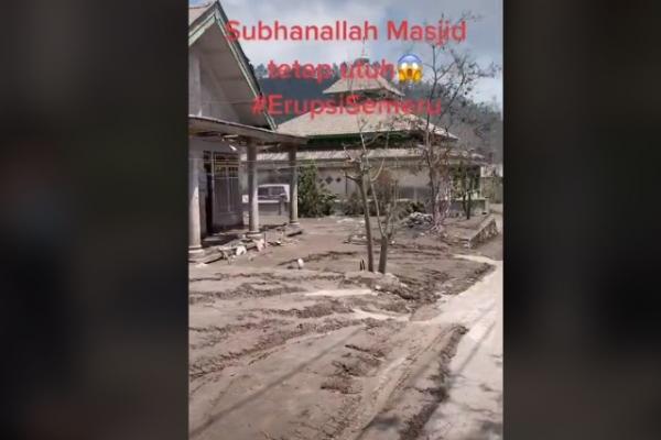 Viral, Bangunan Masjid Tetap Utah Meski Diterjang Erupsi Gunung Semeru