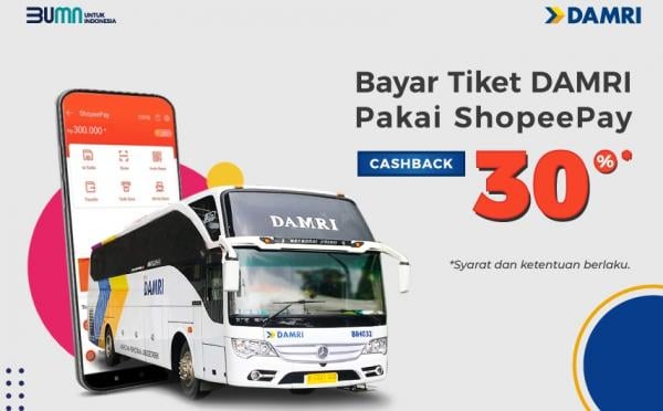 DAMRI Gandeng ShopeePay, Beli Tiket Bus Bisa Online 