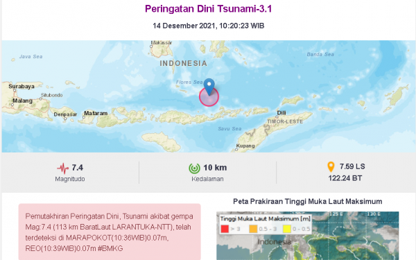 NTT Diguncang Gempa, BMKG Umumkan Peringatan Dini Tsunami 