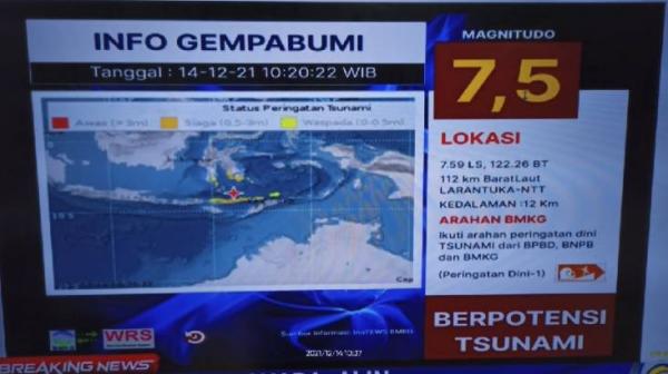 Gempa di Larantuka NTT Dirasakan hingga Sulsel, BMKG Beri Peringatan Tsunami Untuk Wilayah Ini