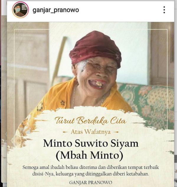 Mbah Minto Meninggal Dunia, Ganjar Pranowo: Saya Bersaksi, Panjenengan Orang Baik