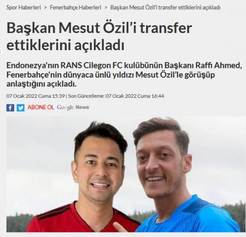 Mesut Ozil Bakal Diboyong RANS Cilegon FC dengan Harga Berapa? Ini Bocoran Media Turki 