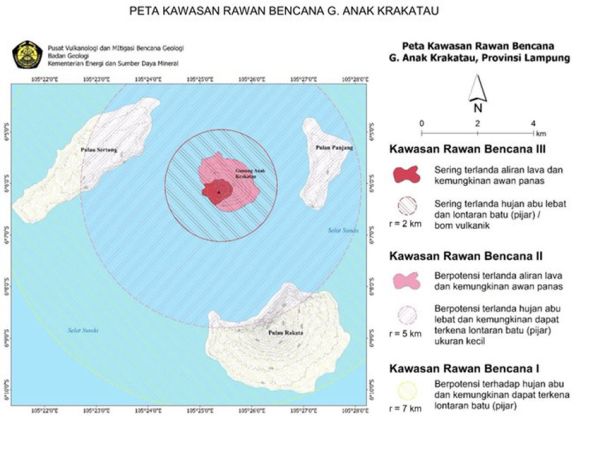 Peta Rawan Bencana Erupsi Gunung Anak Krakatau