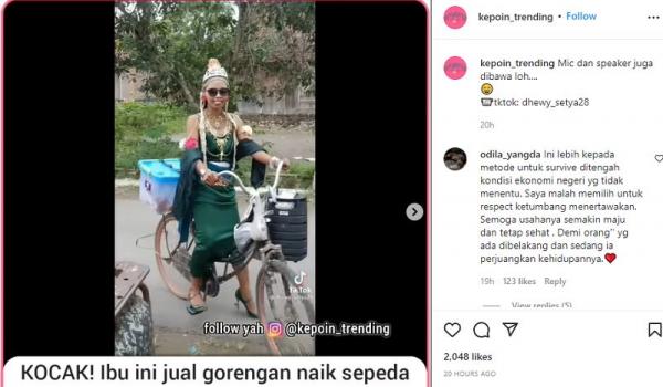 Viral! Penjual Gorengan Kenakan Kostum ala Nyi Roro Kidul, Netizen: Sulitnya Cari Uang