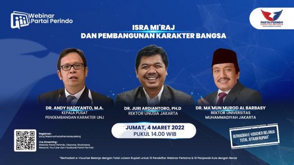 Webinar Perindo Hadirkan Rektor Kampus NU dan Muhammadiyah Bahas Pendidikan Karakter, Segera Daftar