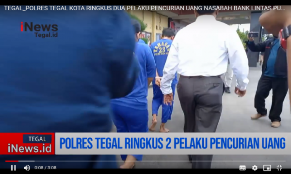 Video Polres Tegal Kota Ringkus Dua Pelaku Pencurian Uang Nasabah
