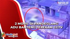 Mobil Tabrakan Adu Banteng  Di Pandeglang, Terekam CCTV, Sopir Luka Parah