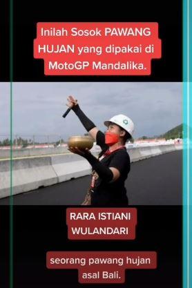 Rara, Sosok Pawang Hujan di Balik Kesuksesan MotoGP Mandalika