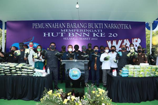 HUT ke-20, Badan Narkotika Nasional Musnahkan 339 Kilogram Sabu dan 16.500 Butir Ekstasi