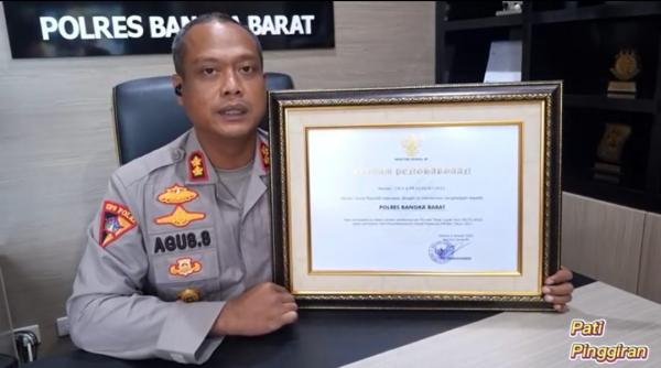 Gencar Kegiatan Sosial ke Masyarakat, Polres Bangka Barat Raih Penghargaan Kemensos RI