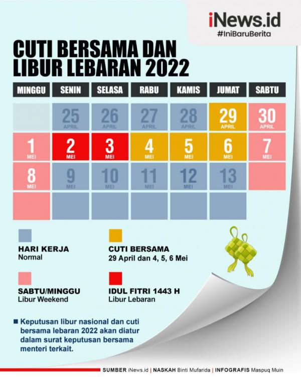 Bakal Libur Panjang, Berikut Jadwal Cuti Lebaran dan Libur Sekolah 2022