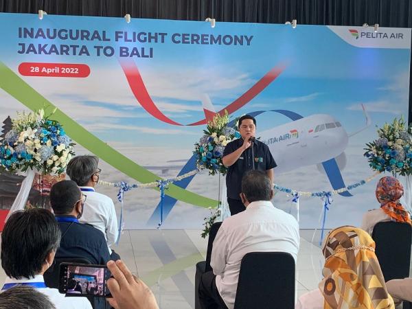 Pelita Air Terbang Perdana Jakarta-Bali, Erick Thohir: Harus Jadi Backbone Penerbangan Domestik
