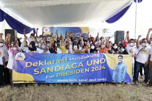 Perkuat Ekonomi Rakyat, Massa Setia Sandi Ponorogo; Sandiaga Uno Presiden 2024