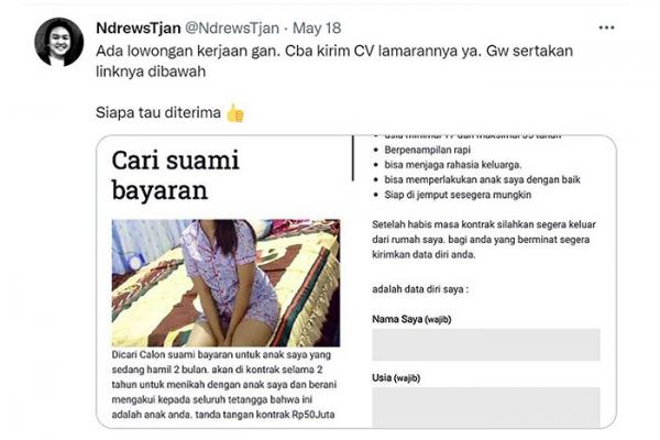 Wow Tak Lazim, Ada Lowongan Suami Bayaran