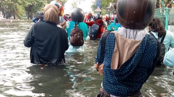 Banjir Rob Terjang Semarang, Motor dan Mobil Tenggelam