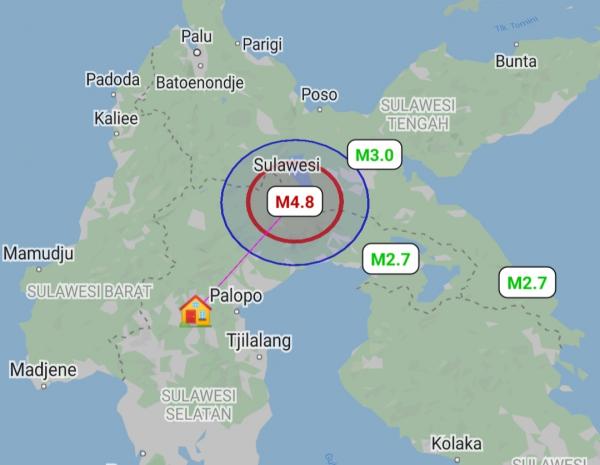 Gempa 4.8 M, Guncang Luwu Utara Terasa Hingga di Toraja