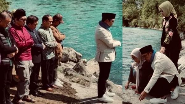 Unggah Momen Salat Gaib di Tepi Sungai Aare, Ridwan Kamil: Aku Titip Jasad Anak Kami Kepadamu