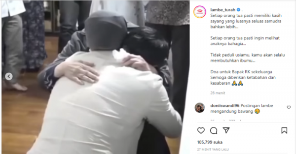 Sosok Tangguh Ridwan Kamil Runtuh Dipelukan Sang Ibunda, Tangis Tak Terbendung