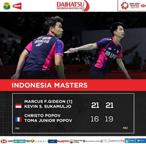 Hasil Indonesia Masters 2022: Kevin dan Marcus Taklukkan Duo Prancis dengan Mudah