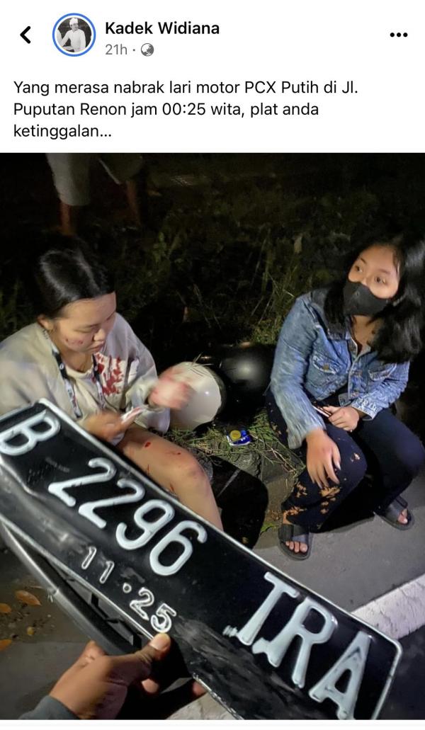 Usai Tabrak Lari Pengendara Lain, Plat Nomor Asal Jakarta ini Tertinggal