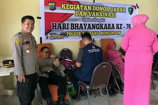 Gelar Donor Darah Sambut HUT Bhayangkara, Polres Bolmong Kumpulkan 52 Kantong Darah