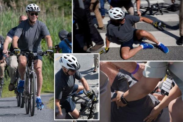 Kaki Nyangkut Di Pedal, Biden Terjatuh Saat Turun Dari Sepeda