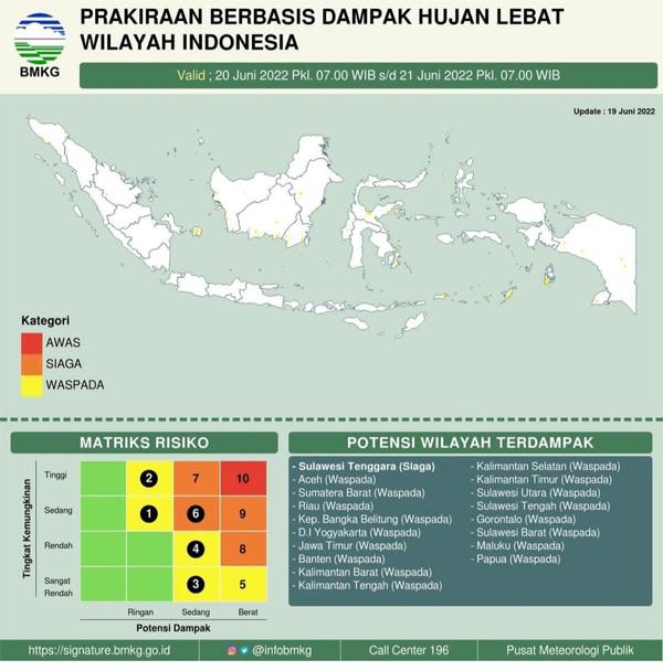 Waspada!  Hujan Lebat di 17 Provinsi