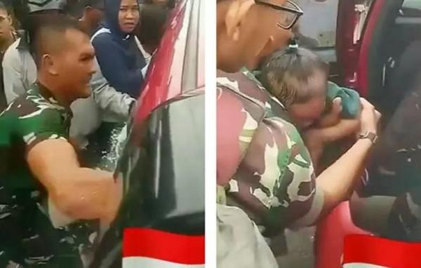 Viral, Prajurit TNI AD Pecahkan Kaca Selamatkan Anak yang Terkunci di Dalam Mobil