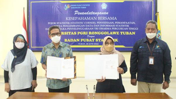 Unirow Tuban Tanda Tangani MOU Dengan BPS Kabupaten Tuban Sekaligus Louncing Pojok Kampus