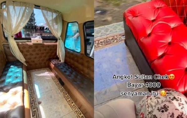 Viral Mobil Angkutan Mewah Bak Sultan, Dilengkapi Sofa hingga CCTV