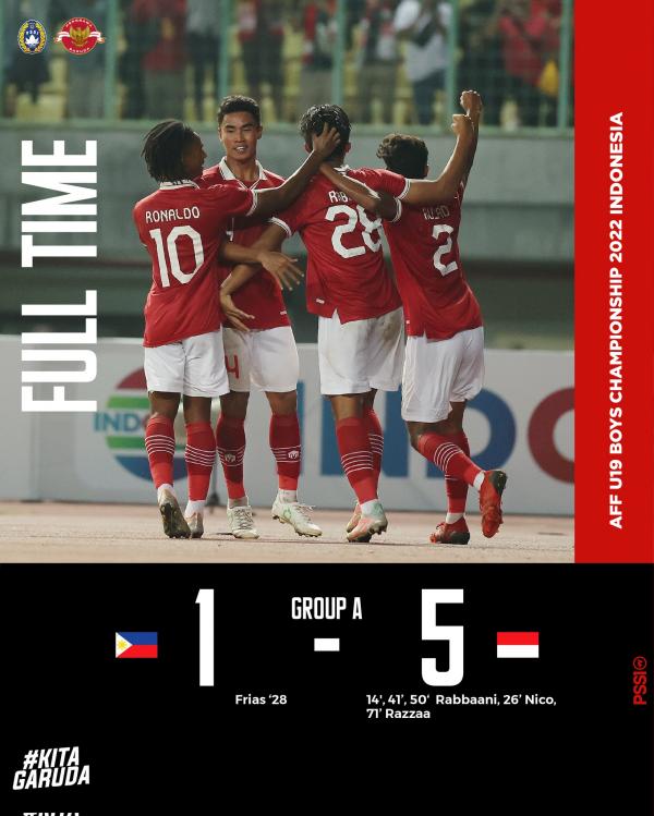 Hasil Piala AFF U-19 2022, Timnas Indonesia Lolos Semi Final Gulung  Filipina