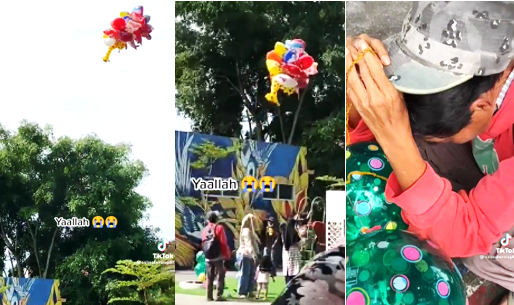 Nyesek! Bapak Penjual Balon Ini Duduk Gemetaran Setelah Dagangannya Tak Sengaja Terbang
