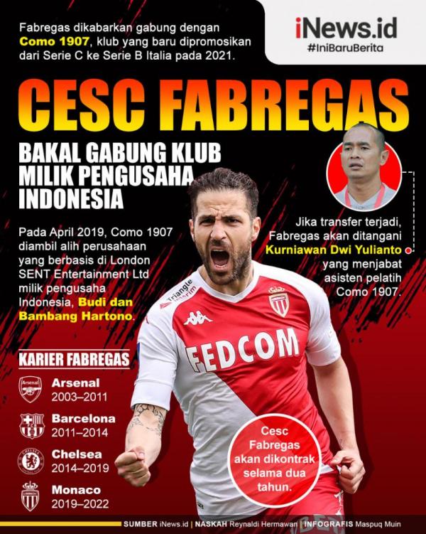 Infografis: Cesc Fabregas Gabung Klub Italia Milik Pengusaha Indonesia