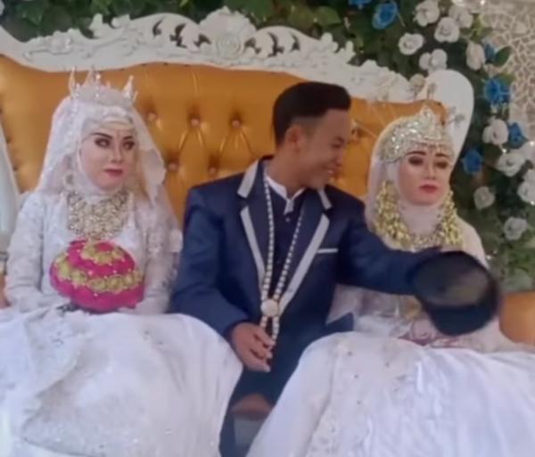 Viral Video Pria Nikah dengan Dua Wanita, Netizen: Satu Aja Puyeng, Ini Dua