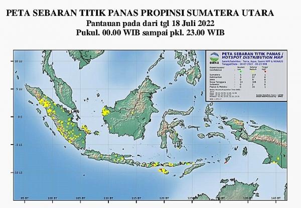 BMKG Catat 91 Hotspot di Wilayah Sumatera Utara 