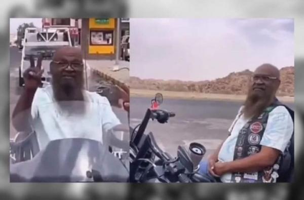 Geger! Mantan Imam Masjidil Haram Kendarai Harley Davidson Dijalanan lengkap dengan Emblem Bendera A