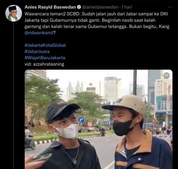 Ridwan Kamil Disebut Gubernur DKI Jakarta Oleh Remaja SCBD, Anies Baswedan Merasa Kalah Tenar