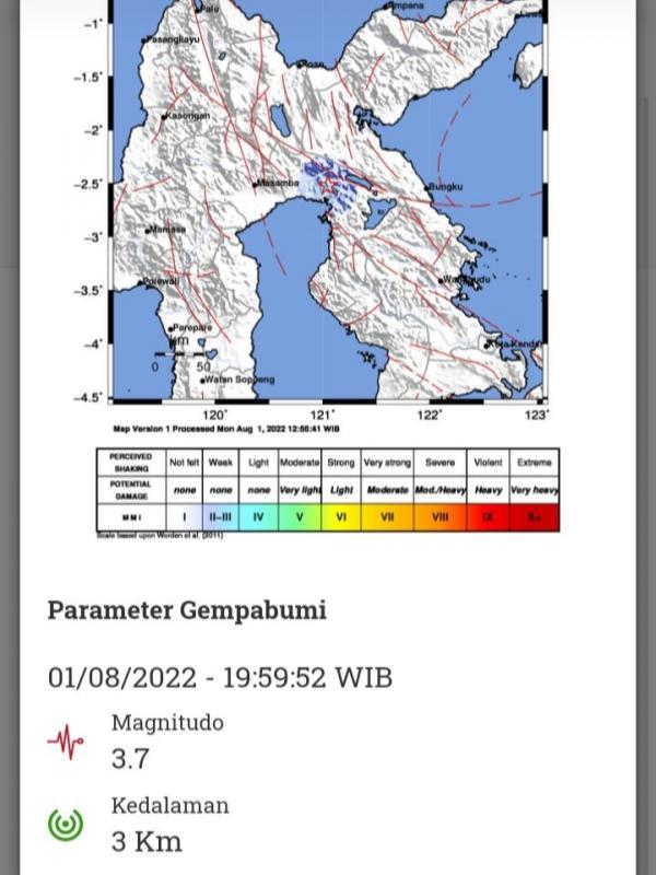 Breaking News : Gempa Magnitudo 3,7 Guncang Luwu Timur