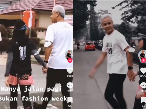 Seru! Tiru Citayam Fashion Week Sambil Gandeng Istri, Ganjar: Bukan Bonge Tapi Tugiman!