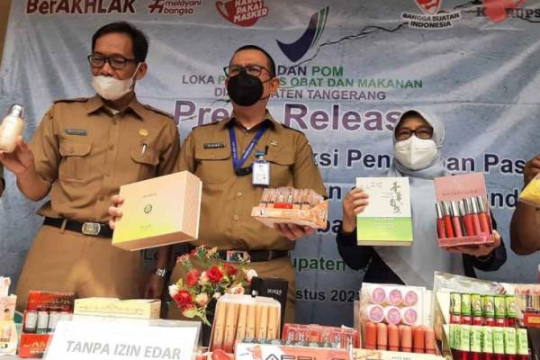 Tidak Kantongi Izin Edar, 101 Kosmetik Ilegal Disita Loka POM di Pasar Kemis Tangerang