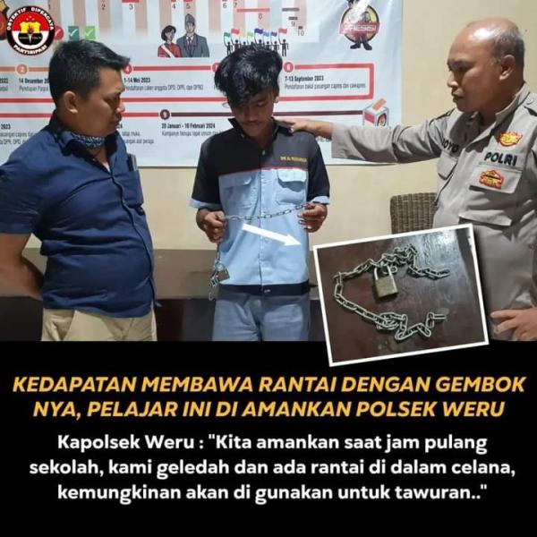 Pelajar di Cirebon Diamankan Polisi, Ketahuan Bawa Rantai Besi Diduga untuk Tawuran