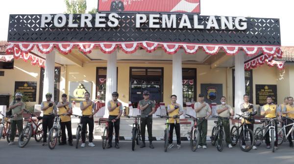 TNI-Polri Gowes Bersama di Pemalang, Start dari Polres Finish di Kodim