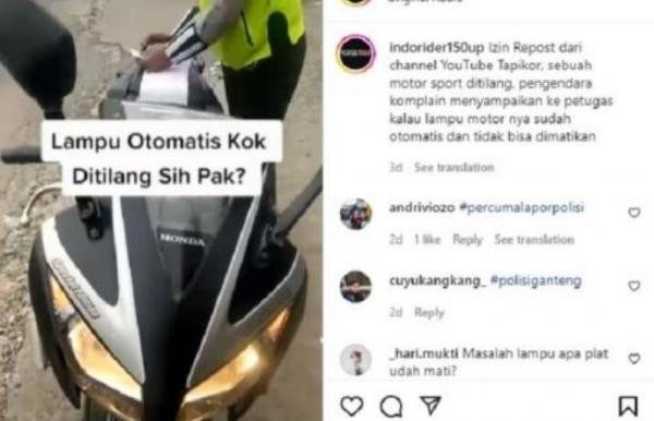 Viral Pengendara Ditilang Perkara Lampu Sepeda Motor Nyala