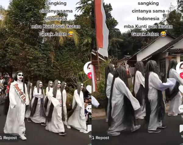 Viral Rombongan 'Kuntilanak' Melakukan Baris-berbaris dalam Memeriahkan HUT RI Ke-77
