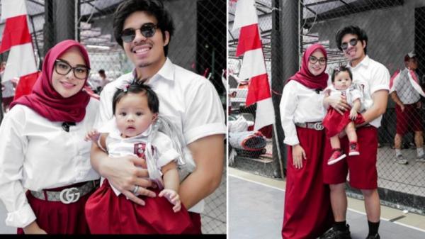 Gemesin! Baby Ameena Pakai Seragam SD Rayakan Kemerdekaan RI, Netizen: Gak Kuat