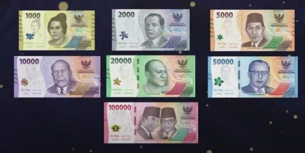 Penampakan 7 Pecahan Uang Rupiah Kertas Emisi 2022 yang diluncurkan Bank Indonesia