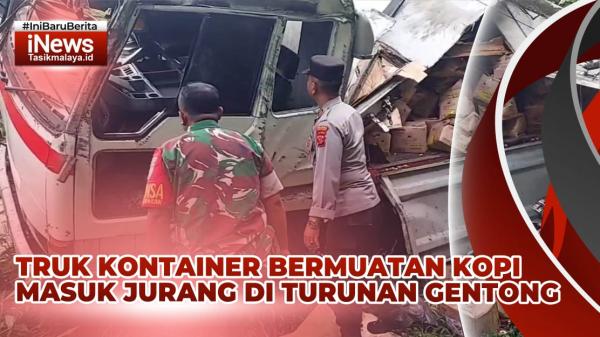 VIDEO: Truk Box Berisi Kopi Masuk Jurang di Gentong Tasikmalaya, Begini Nasib Sopirnya